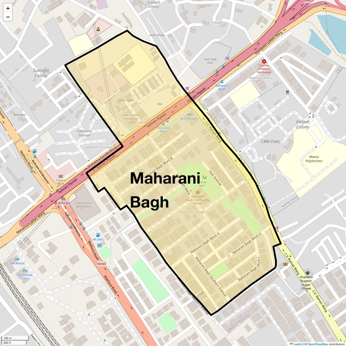 Check Time Travel of Maharani Bagh, Delhi