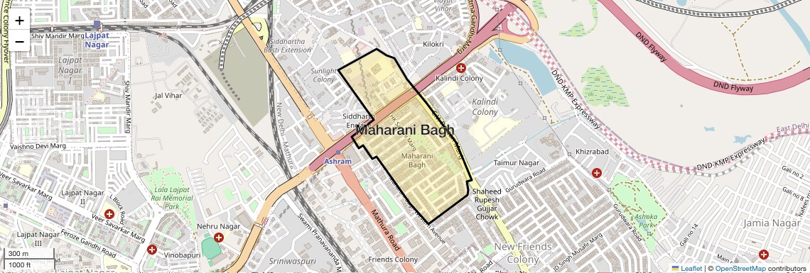 Location Map of Maharani Bagh, Delhi