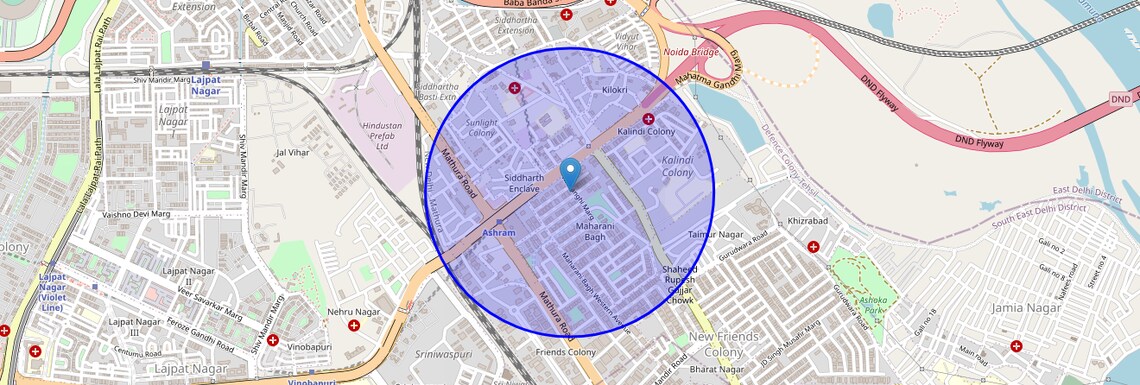 Location Map of Maharani Bagh, Delhi