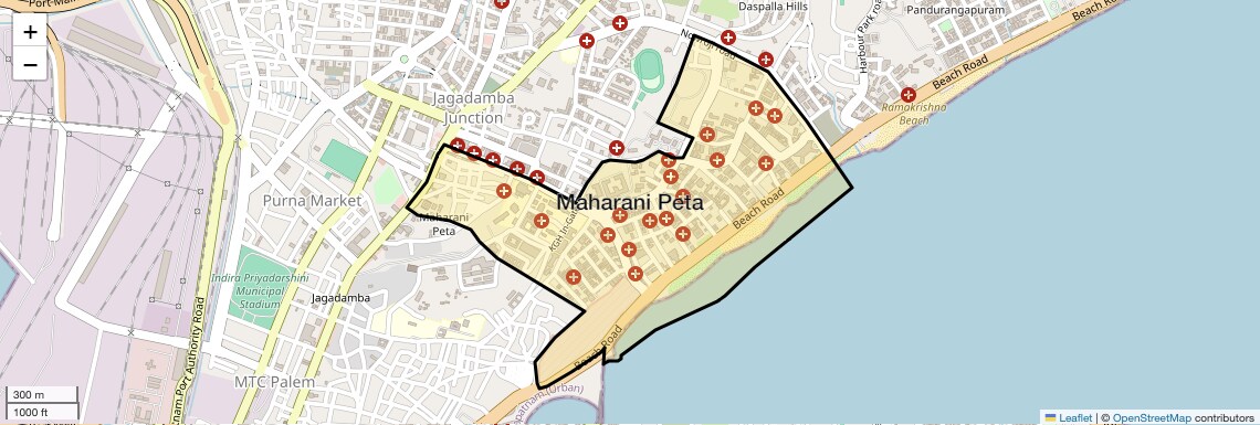 Location Map of Maharani Peta, Vizag
