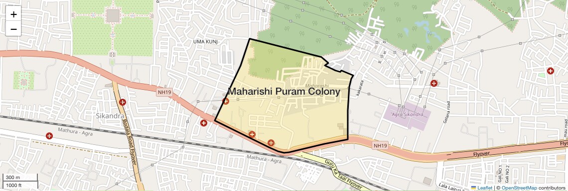 Location Map of Maharishi Puram Colony, Agra