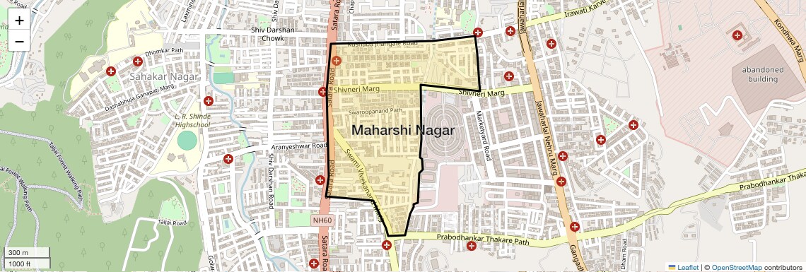 Location Map of Maharshi Nagar, Pune