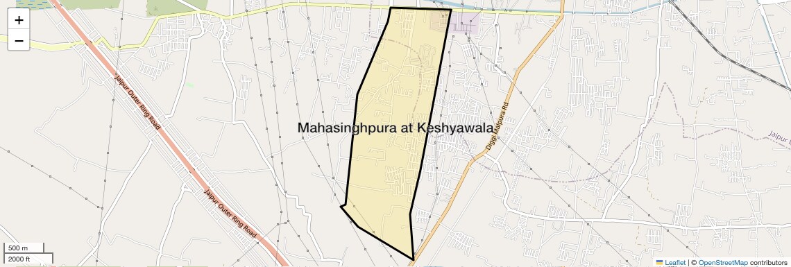 Location Map of Mahasinghpura at Keshyawala, Jaipur