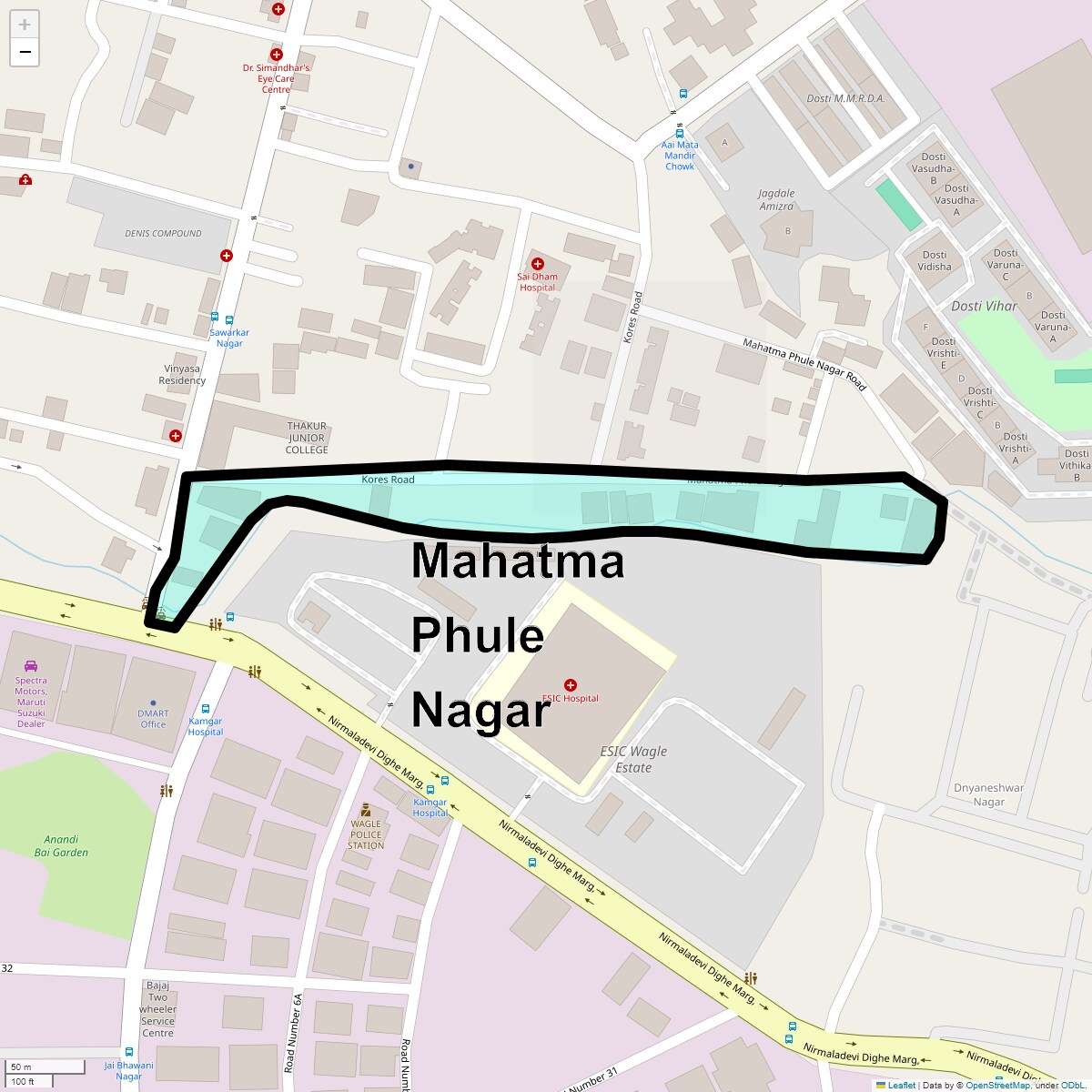 Location Map of Mahatma Phule Nagar, Thane