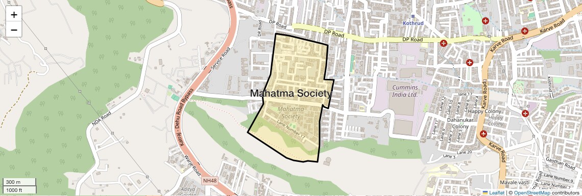 Location Map of Mahatma Society, Pune