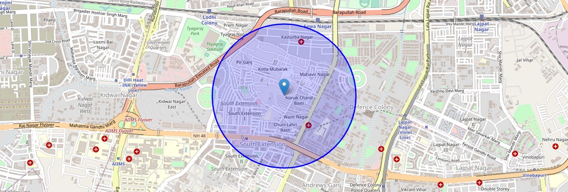 Location Map of Mahaveer Nagar, Delhi