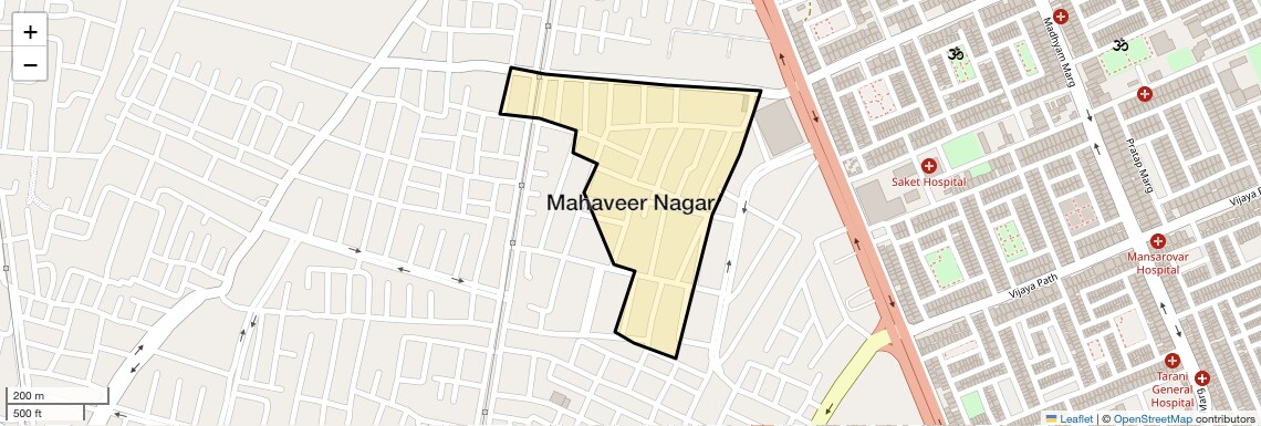 Location Map of Mahaveer Nagar, Jaipur