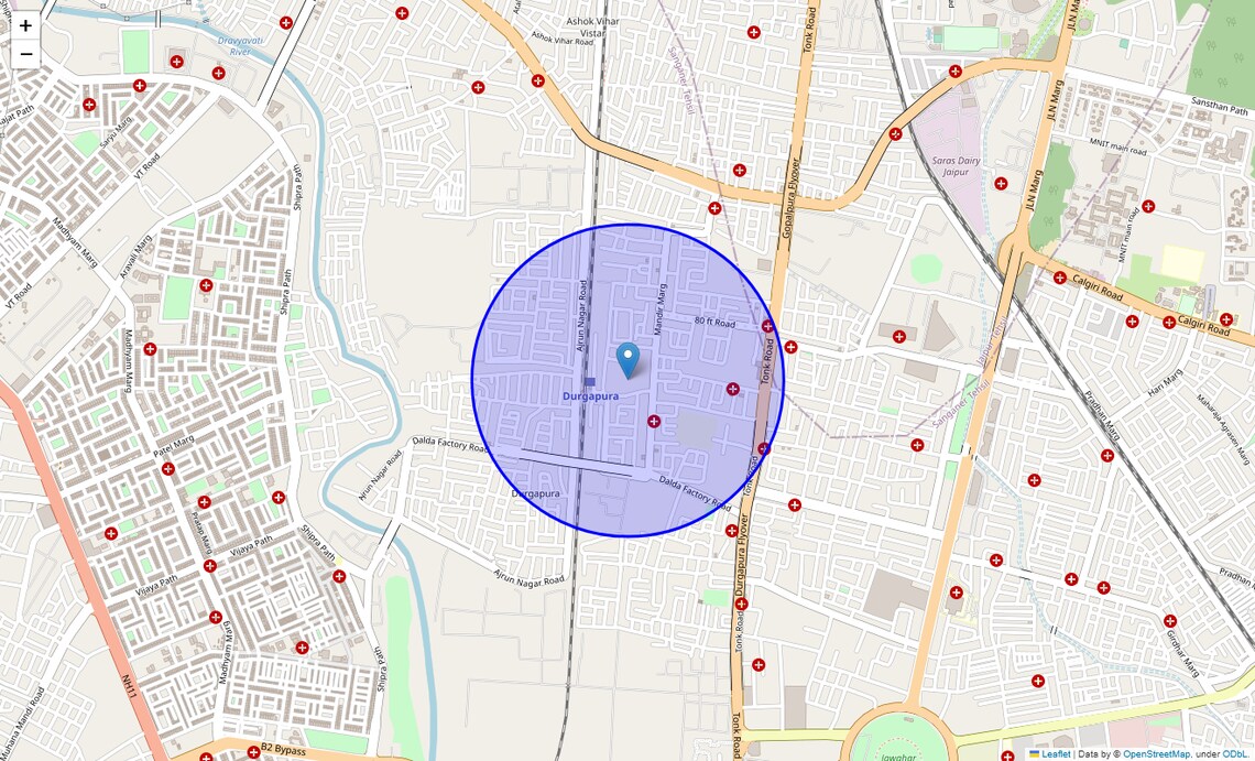 Location Map of Mahaveer Nagar, Jaipur