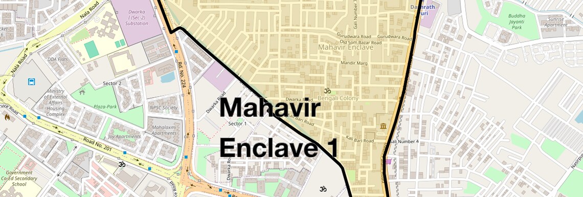Location Map of Mahavir Enclave 1, Delhi