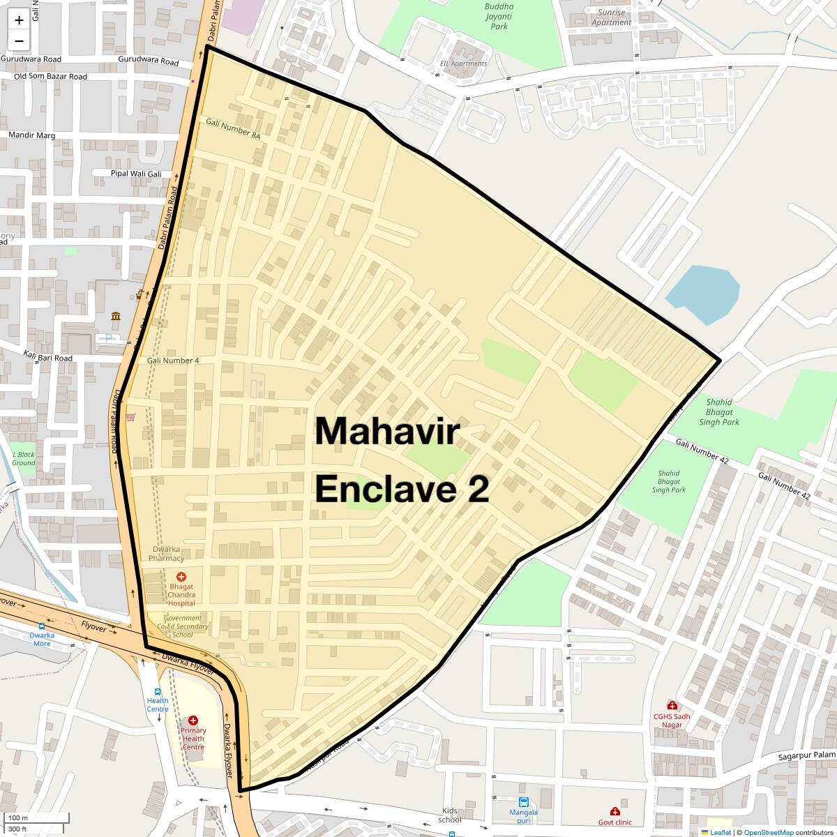 Location Map of Mahavir Enclave 2, Delhi