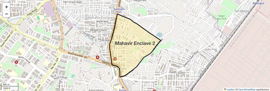 Location Map of Mahavir Enclave 2, Delhi