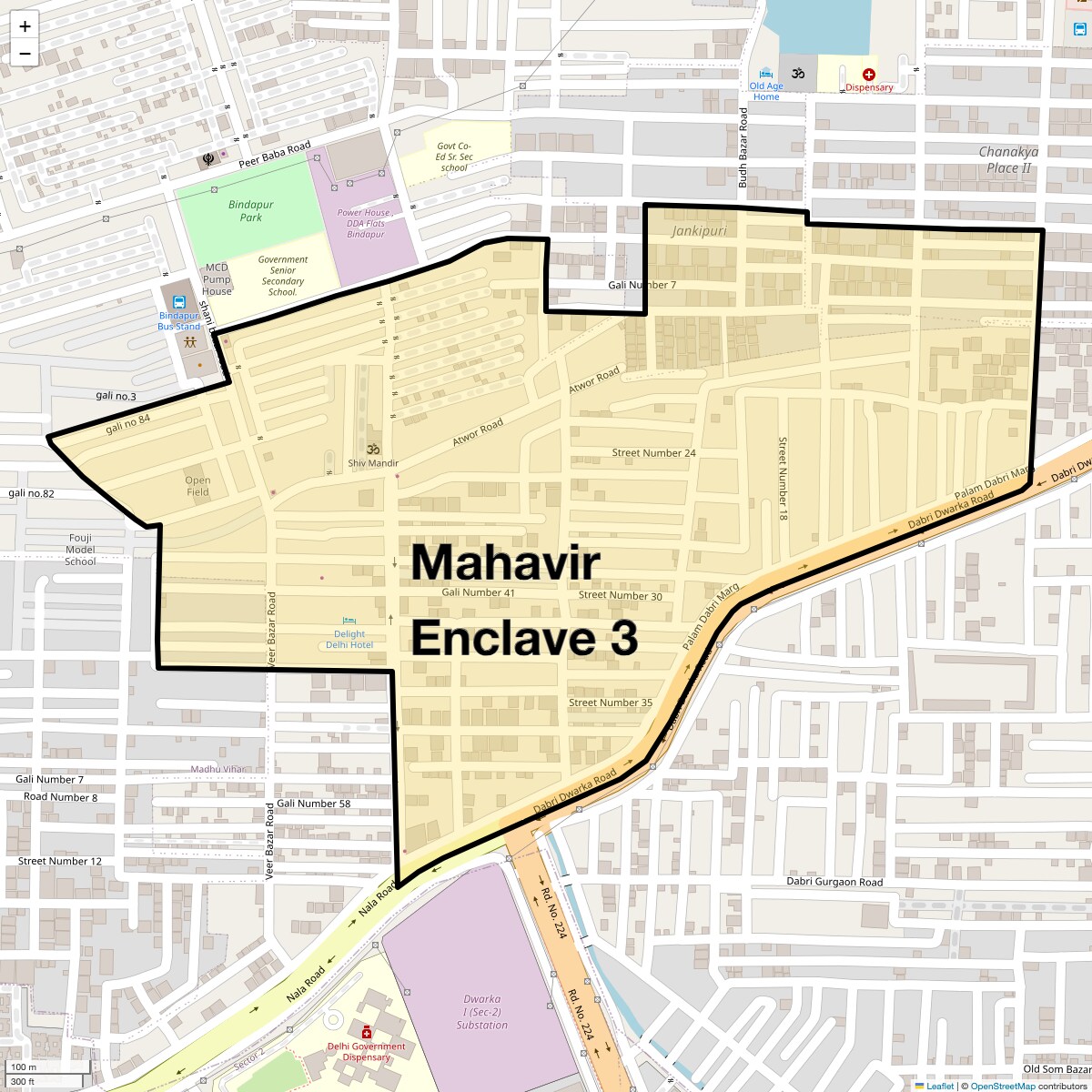 Check Time Travel of Mahavir Enclave 3, Delhi
