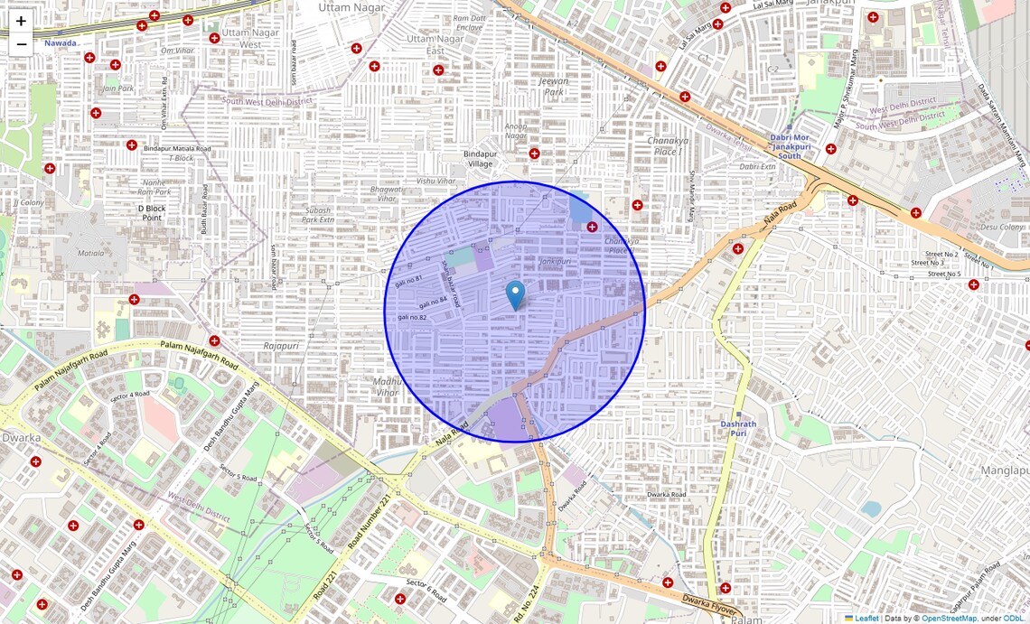 Location Map of Mahavir Enclave 3, Delhi