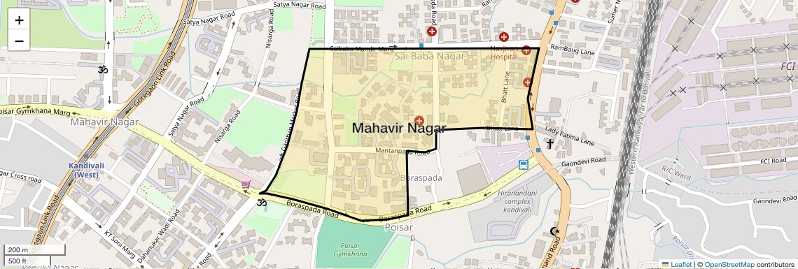 Location Map of Mahavir Nagar, Mumbai