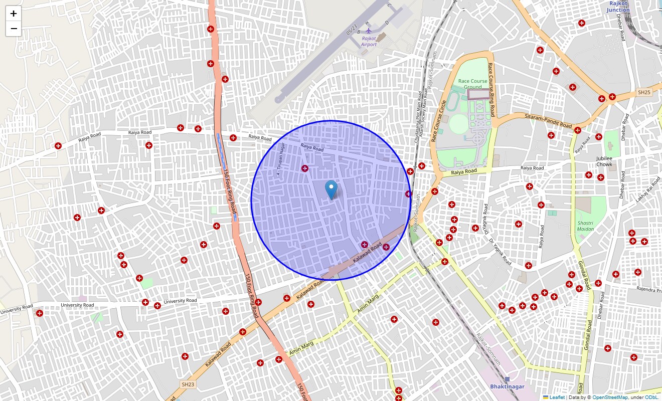 Location Map of Mahavir Nagar, Rajkot