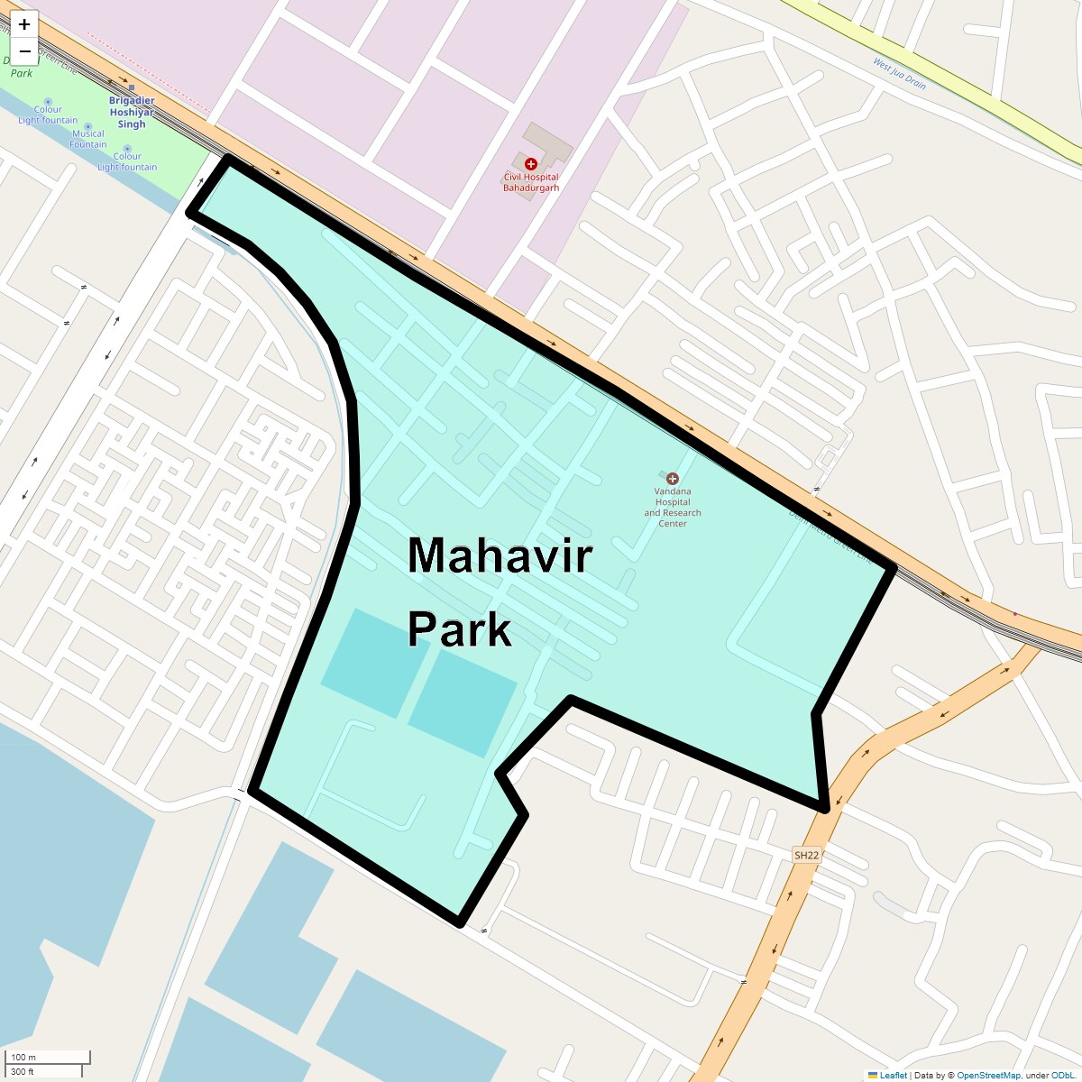 Location Map of Mahavir Park, Bahadurgarh