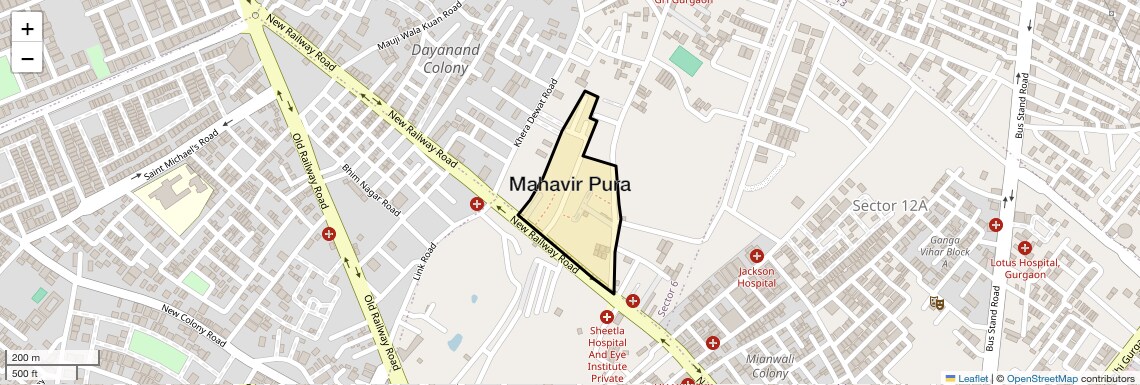 Location Map of Mahavir Pura, Gurgaon