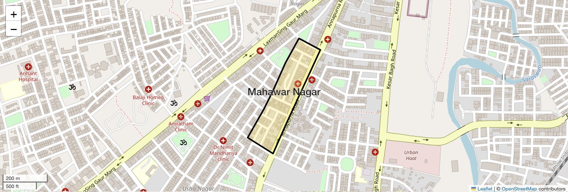 Location Map of Mahawar Nagar, Indore