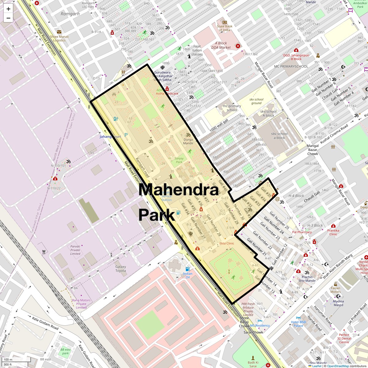 Location Map of Mahendra Park, Delhi