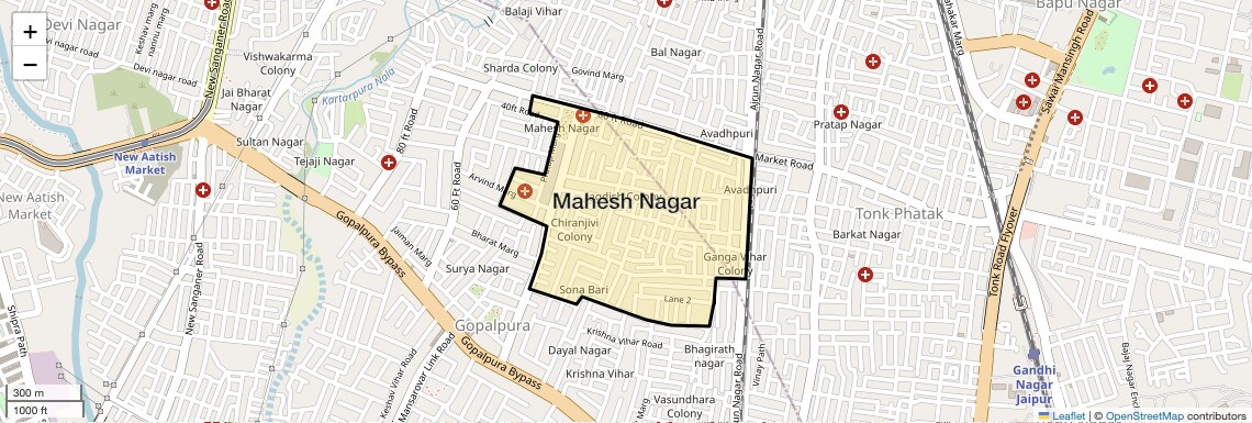 Location Map of Mahesh Nagar, Jaipur