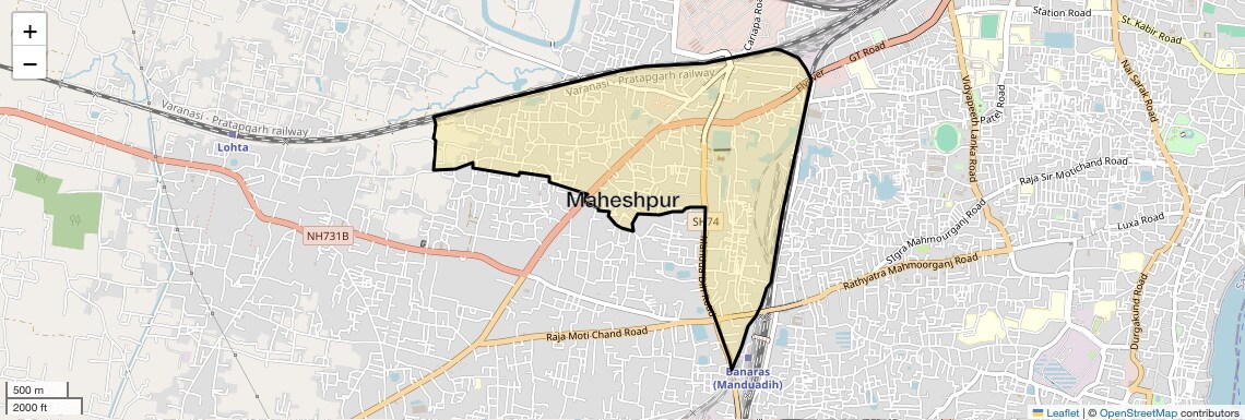 Location Map of Maheshpur, Varanasi