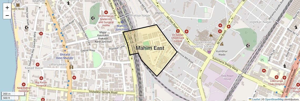 Location Map of Mahim East, Mumbai