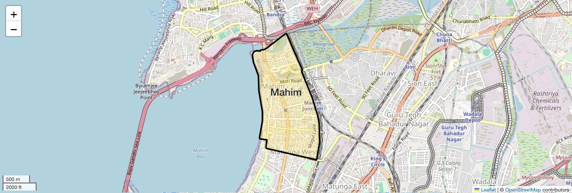 Location Map of Mahim, Mumbai