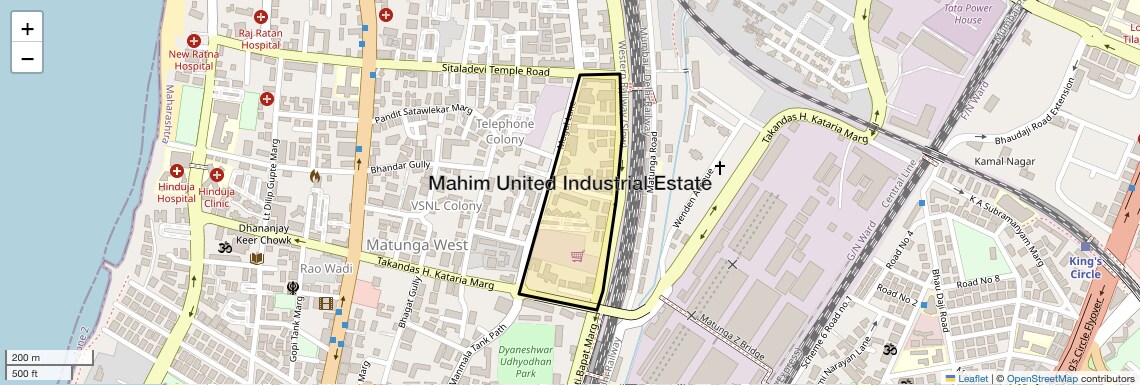 Location Map of Mahim United Industrial Estate, Mumbai