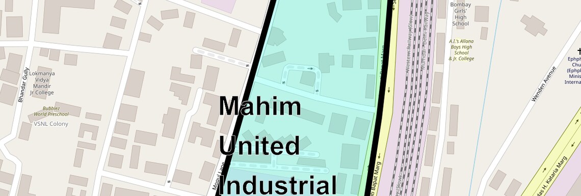 Location Map of Mahim United Industrial Estate, Mumbai