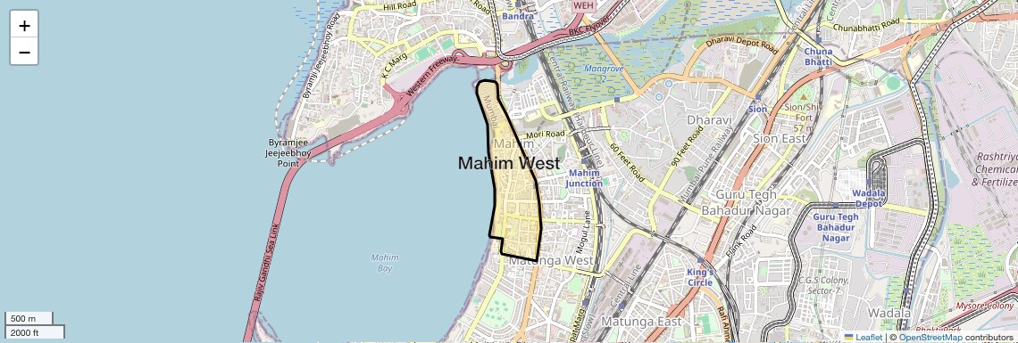 Location Map of Mahim West, Mumbai