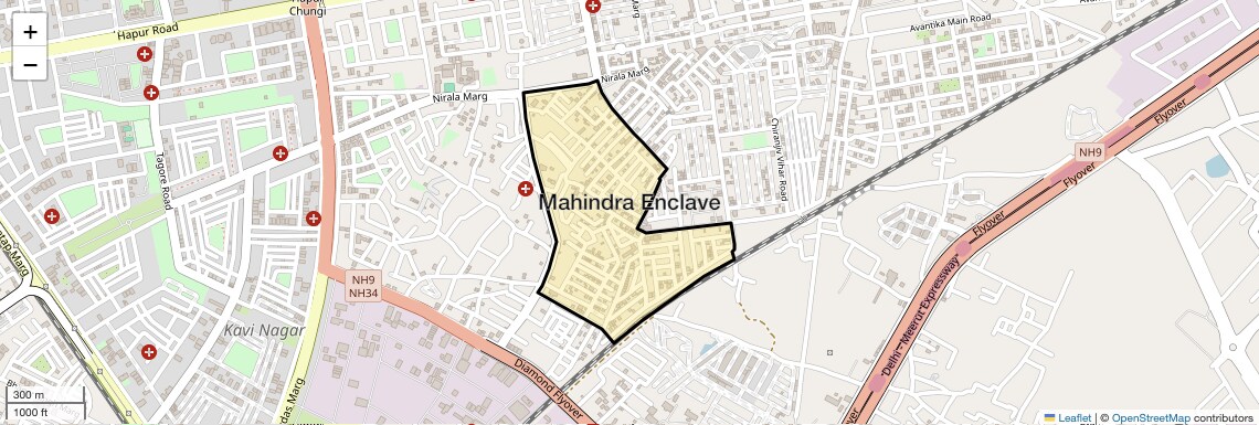 Location Map of Mahindra Enclave, Ghaziabad