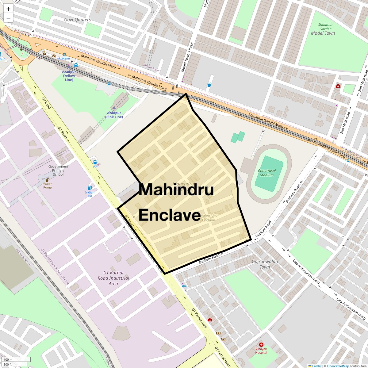Location Map of Mahindru Enclave, Delhi
