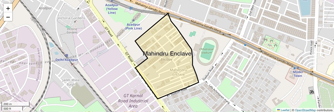 Location Map of Mahindru Enclave, Delhi