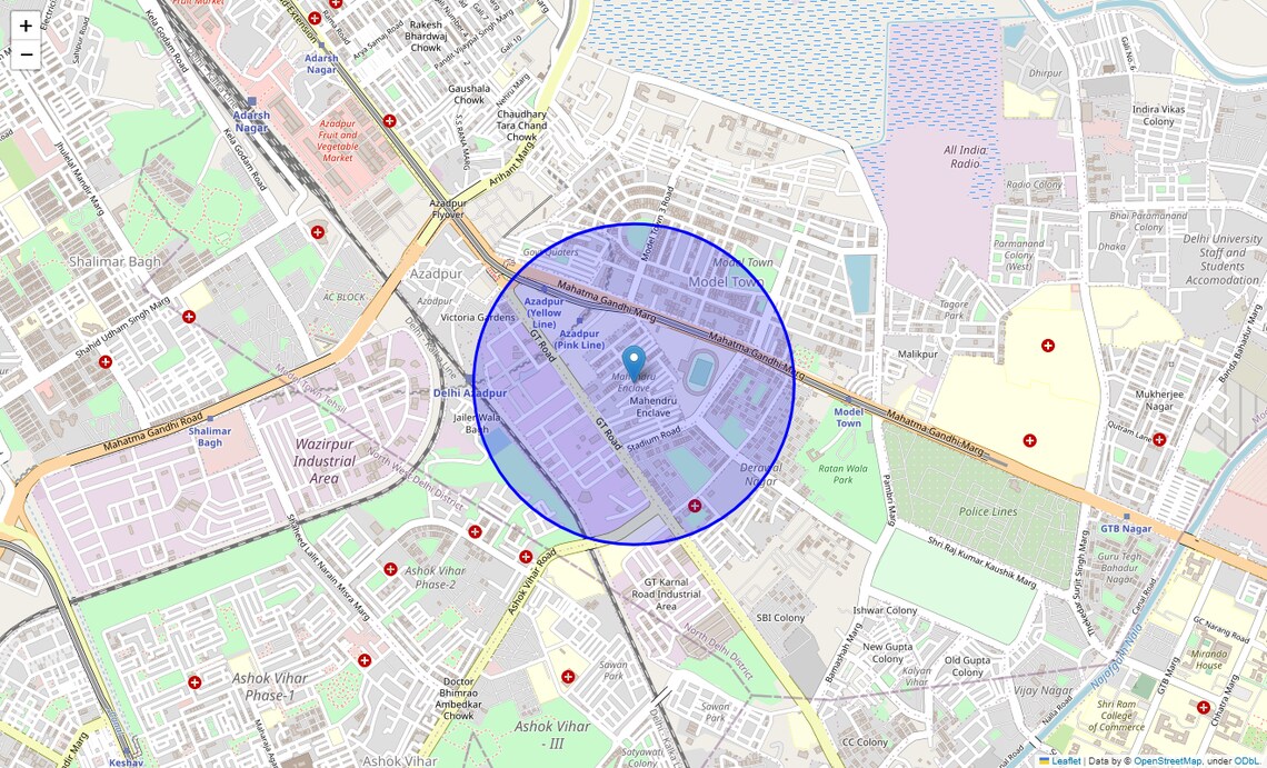Location Map of Mahindru Enclave, Delhi