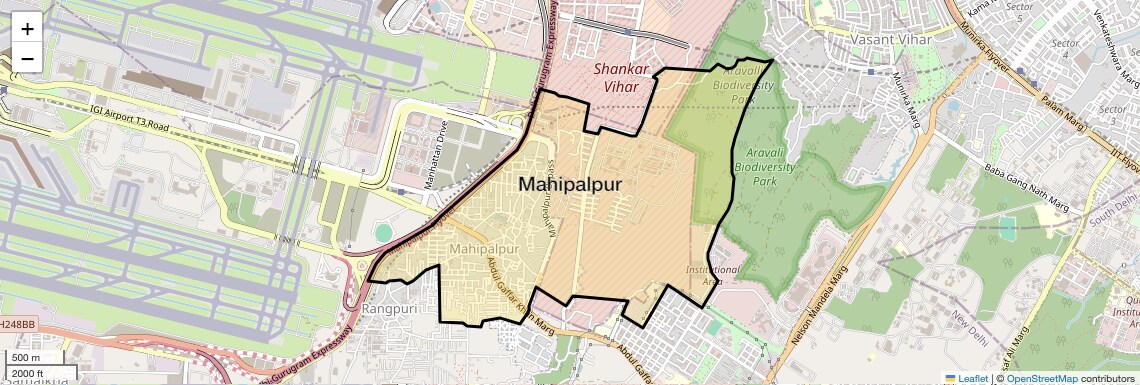 Location Map of Mahipalpur, Delhi