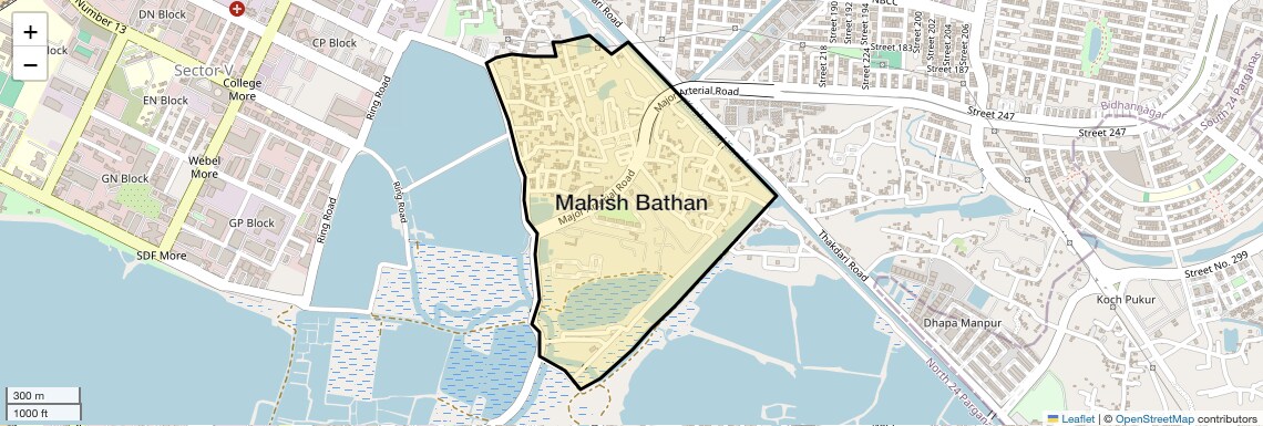 Location Map of Mahish Bathan, Kolkata