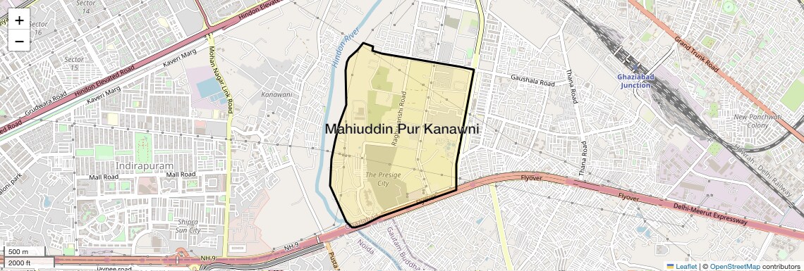 Location Map of Mahiuddin Pur Kanawni, Ghaziabad