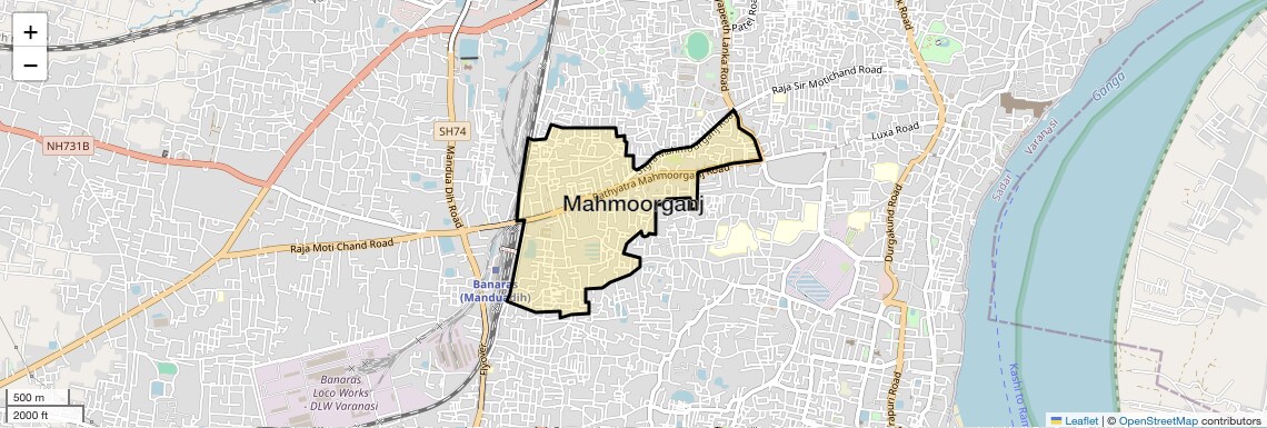 Location Map of Mahmoorganj, Varanasi