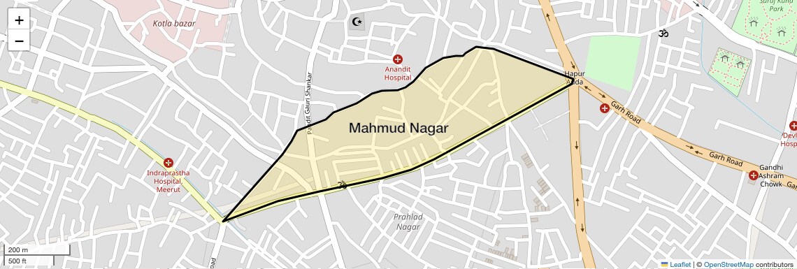 Location Map of Mahmud Nagar, Meerut