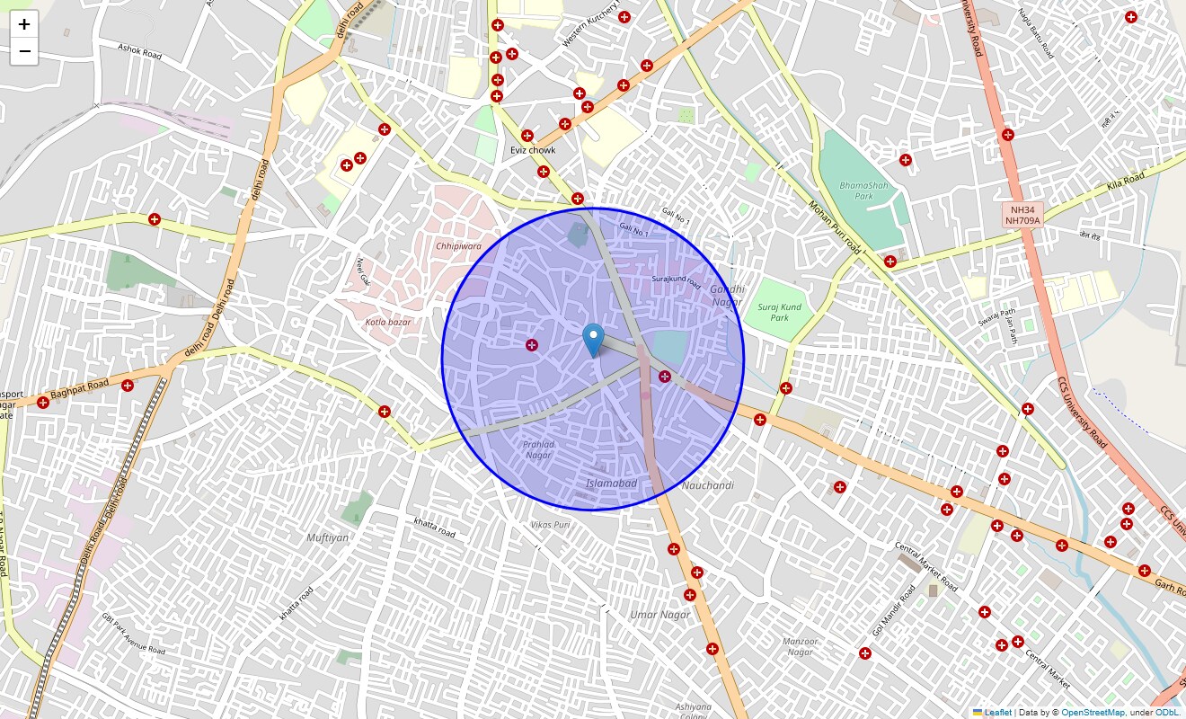 Location Map of Mahmud Nagar, Meerut