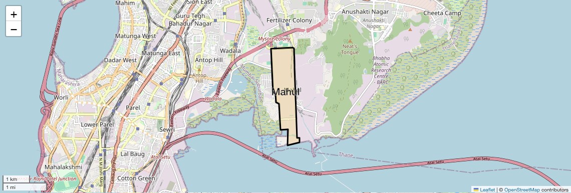 Location Map of Mahul, Mumbai