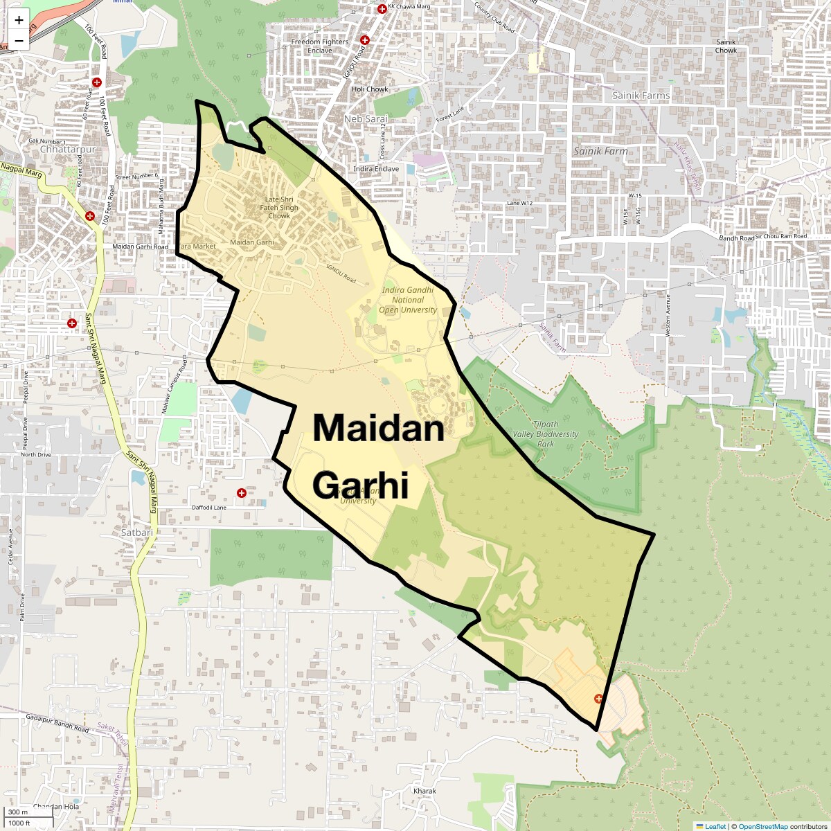 Location Map of Maidan Garhi, Delhi