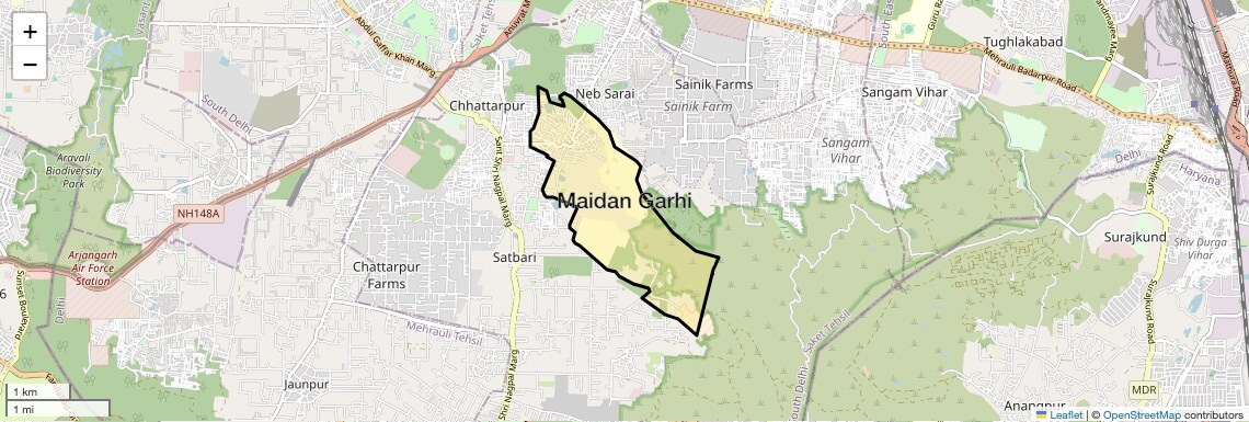 Location Map of Maidan Garhi, Delhi