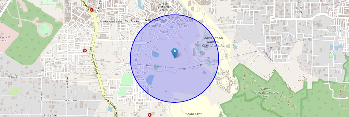 Location Map of Maidan Garhi, Delhi