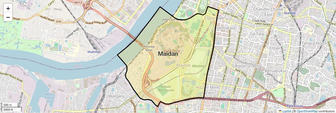 Location Map of Maidan, Kolkata