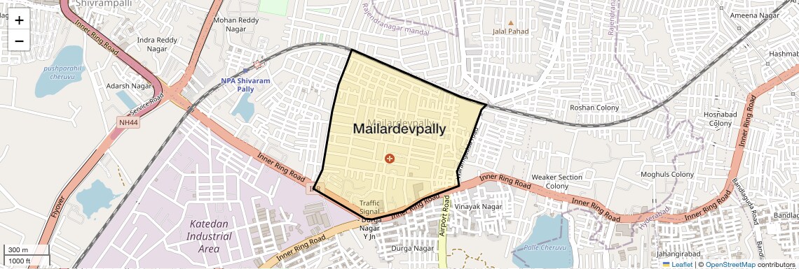 Location Map of Mailardevpally, Hyderabad