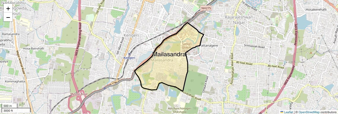 Location Map of Mailasandra, Bangalore