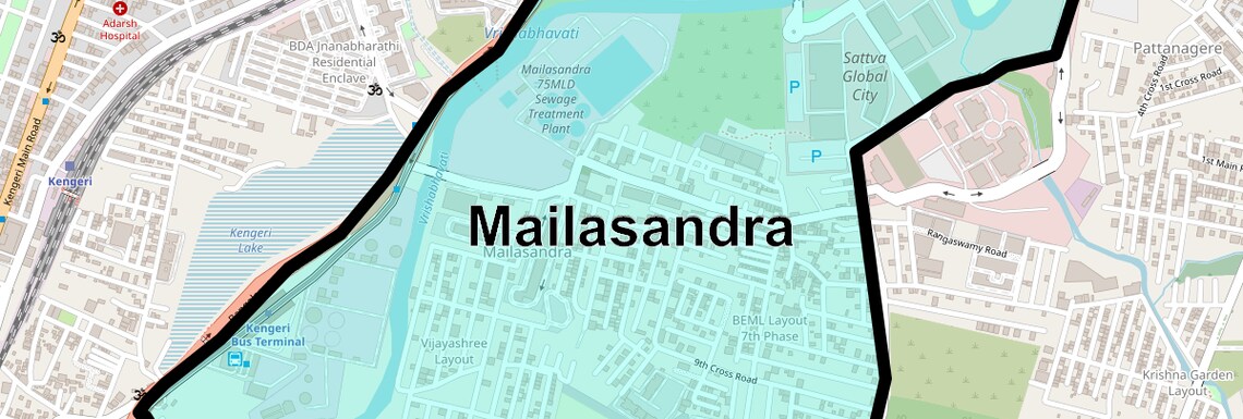 Location Map of Mailasandra, Bangalore