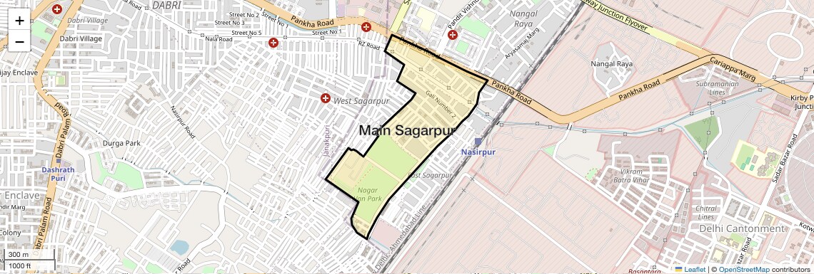 Location Map of Main Sagarpur, Delhi
