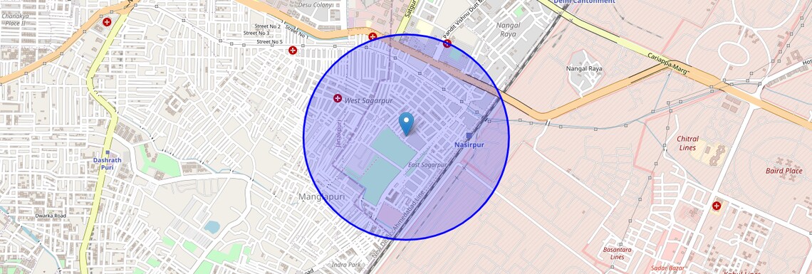 Location Map of Main Sagarpur, Delhi
